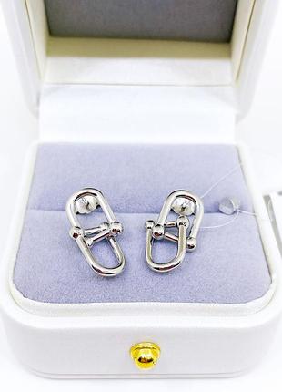 Серьги звенья крупные серебро