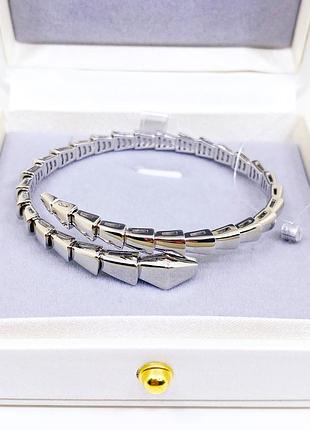 Браслет змія змійка закручений пружинить срібло булгарі bulgari 18