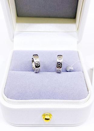 Сережки круглі карт'є cartier цвях срібло