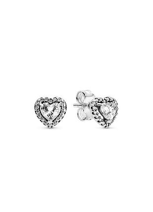 Серебряные серьги пандора сердце сердца с камнями прозрачными pandora