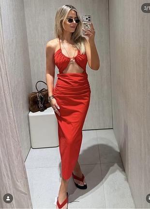 Сукня червона сарафан плаття zara