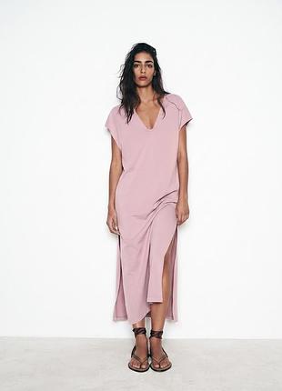 Сукня zara середньої довжини з 100% штапельної бавовни м