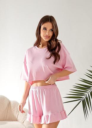 Комплект женский двойка футболка и шорты amanda collection s-m розовый