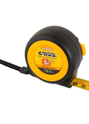 Рулетка mastertool 5м x 19мм магнит обрезиненная автостоп (61-0519)