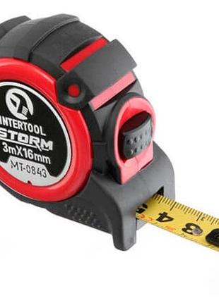 Рулетка intertool 3 м x 16 мм storm магнтит автостоп (mt-0843)