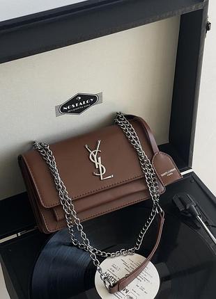 Женская сумочка ив сен лоран сумка крос боди 21х16х8 см ysl кожаная сумка с ремешком цепочкой для женщины от yves saint laurent