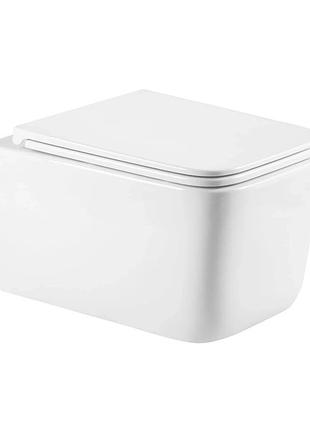Унітаз підвісний qtap gemini безобідковий із сидінням soft-close (qtgem26w45430)