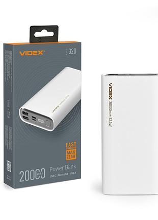 Повербанк 20000mah videx vpb-320 22.5w white