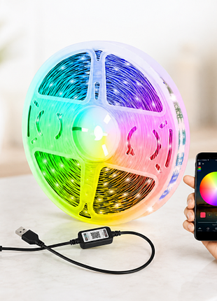 Led гирлянда c bluetooth и управлением с телефона 5м app bt/светодиодная bluetooth rgb лента usb/rgb лента 12в