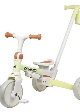Трехколесный беговел-трансформер 3 в 1 maraton tri-cycle cruiser milano 001 с родительской ручкой бежевый