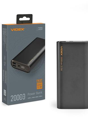 Повербанк 20000mah videx vpb-320 22.5w black