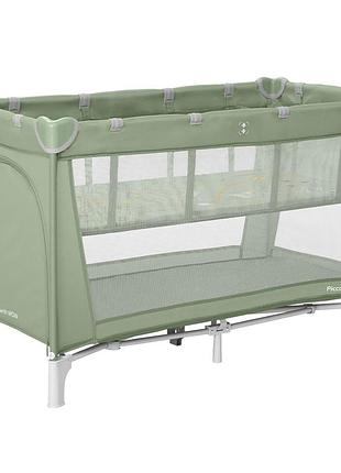Манеж детский carrello piccolo+ crl-18102 mint green 125×65 см, дорожная сумка, 2 уровня дна, колеса, матрас