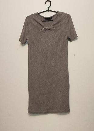 Zara.серое трикотажное платье.