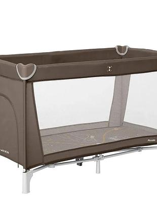 Манеж детский carrello piccolo crl-18101 chocolate brown с матрасом колесами и сумкой для путешествий