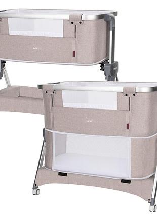 Приставне ліжечко-манеж carrello aria crl-16401 cream beige з маятником та знімною люлькою