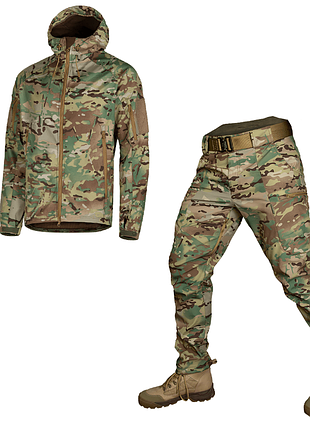Тактичний костюм з мембранної тканини softshell stalker 2.0 multicam