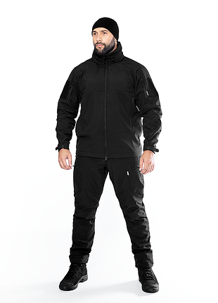 Формений костюм з мембранної тканини softshell комплект stalker phantom 2 чорний 2xl