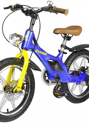 Дитячий двоколісний велосипед maraton cruiser iconic 14" з магнієвою рамою та ліхтариком синій