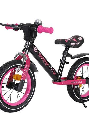 Беговел balance tilly 12 monster t-212529 crimson колеса 12" надувные с ручным тормозом