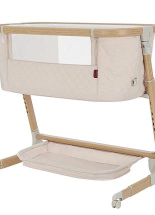 Приставная кроватка carrello prima crl-16503 honey beige электронное укачивание 4 колеса 5 скоростей качания таймер пульт ду