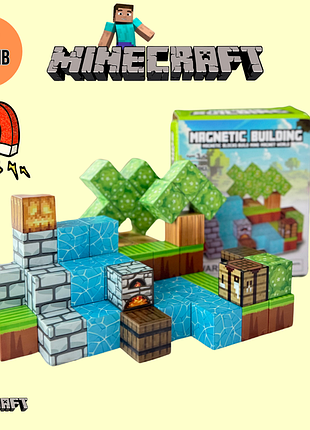 Магнітний конструктор майнкрафт | 60 блоків для будівництва світу minecraft
