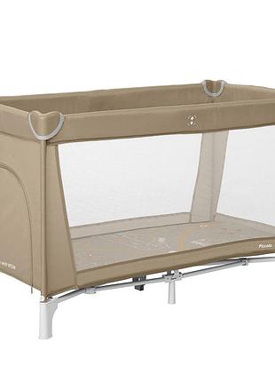 Манеж детский carrello piccolo crl-18101 sand beige с матрасом, колесами и сумкой для путешествий