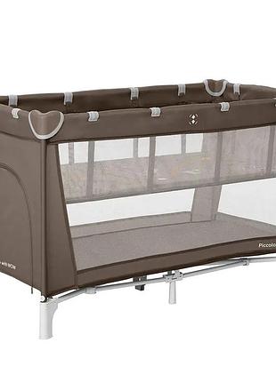 Манеж детский carrello piccolo+ crl-18102 chocolate brown 125×65 см, дорожная сумка, 2 уровня дна, колеса, матрас