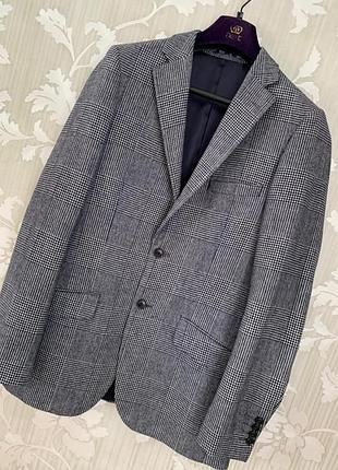 Теплий вовняний шерстяний піджак в клітинку dobell slim fit слімфіт