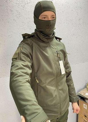 Куртка чоловіча тактична combat туреччина софтшел soft-shell всу (зсу) s ku_76 оливкова l