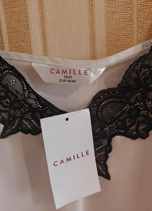 Сатиновий топ з мереживом camille (новий, розмір eur 46/48)