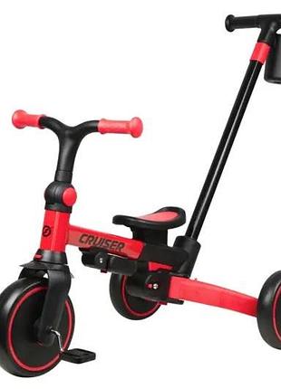 Триколісний біговел-трансформер 3 в 1 maraton tri-cycle cruiser milano 001 з батьківською ручкою червоний