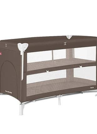 Манеж детский carrello porta crl-18103 chocolate brown 125×65 см, дорожная сумка, 2 уровня дна, колеса, матрас