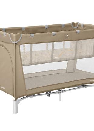 Манеж детский carrello piccolo+ crl-18102 sand beige 125×65 см, дорожная сумка, 2 уровня дна, колеса, матрас