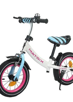 Біговел tilly matrix t-21259 white колеса 12" надувні з ручним гальмом