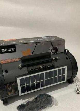 Радиоприёмник-колонка с солнечной панелью и фонарём meier m-v18bt-s