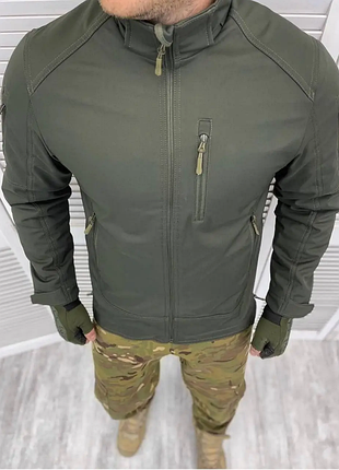 Армійська тактична куртка combat (тканина soft-shell) на флісі оливковий l