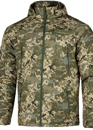 Мужская зимняя теплосохраняющая куртка softshell max-heat мм-14 с капюшоном (пиксель всу) s