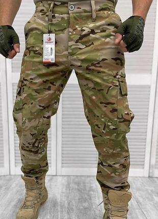 Тактические зимние штаны soft shell combat на флисе светлый мультикам, xxl