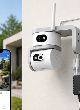 Уличная камера smarthd ai08+ 4g / камера видеонаблюдения v380pro / поворотная камера с двумя объективами