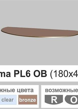 Полочка стекло настенная навесная овальная commus pl6 ob (180х440х8мм)