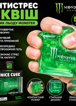 Антистресс сквиш кубик льда monster 5.5 см с прозрачным гелем, мягкая игрушка антистресс, кубик возвращающий форму
