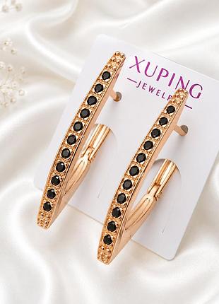 Сережки доріжка медзолото xuping jewelry 18k. 2,5 см.
