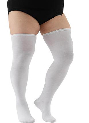 Панчохи однотонні plus size заколінки білі 21440 l-xxxxl
