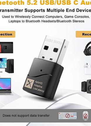 Аудиоадаптер tx40 usb bluetooth 5.2 для pc/ps4/ps5/switch/windows/linux, переходник угловой usb a 3.0 male - usb a female, aptx 4