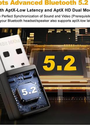 Аудиоадаптер tx40 usb bluetooth 5.2 для pc/ps4/ps5/switch/windows/linux, переходник угловой usb a 3.0 male - usb a female, aptx 6