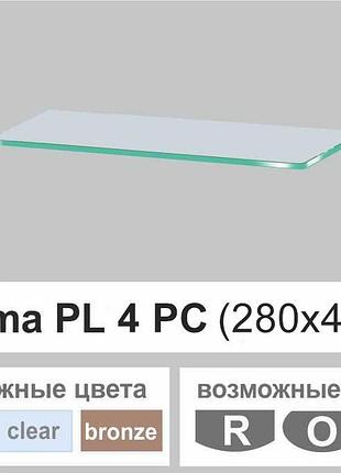 Скляні полиці настінні навісні прямокутні commus pl4 pg (280х440х8мм)