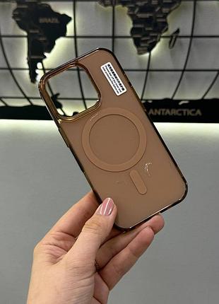 Силиконовый чехол для iphone 16 pro с magsafe,полупрозрачный чехол для айфон 16 pro с магнитом magsafe (цвет: бежевый)