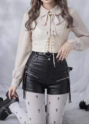 Міні шорти шкіряні goth jk dark lolita