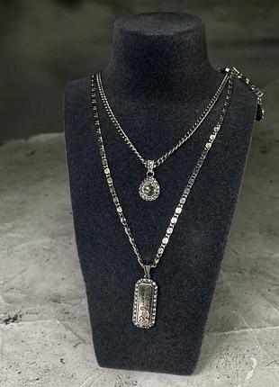Колье alexander mcqueen double chain silver люкс качество