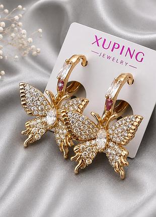 Сережки метелики медзолото xp 18k. 2,4 см.